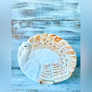 *White Ceramic Turkey Plate